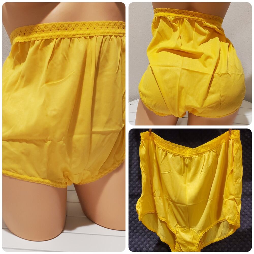 Carole Full-Cut Brief Panty Lace Trim Wide Gusset Gold Yellow 12/5XL